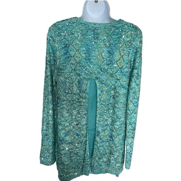 PECK & PECK Knit Sweater Round Neckline Long Sleeves Sequins detail Size L - Picture 4 of 5